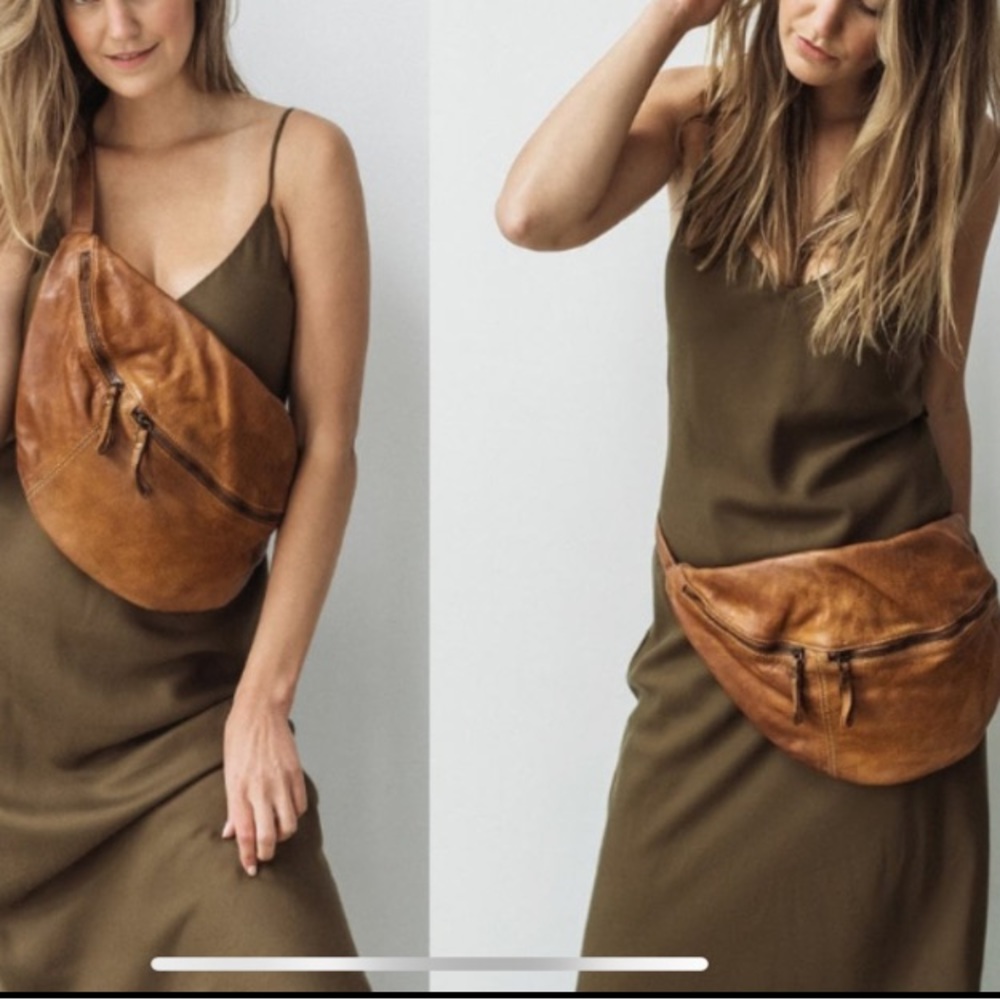 Soft Distressed Italian Leather Sling crossbody hip bag